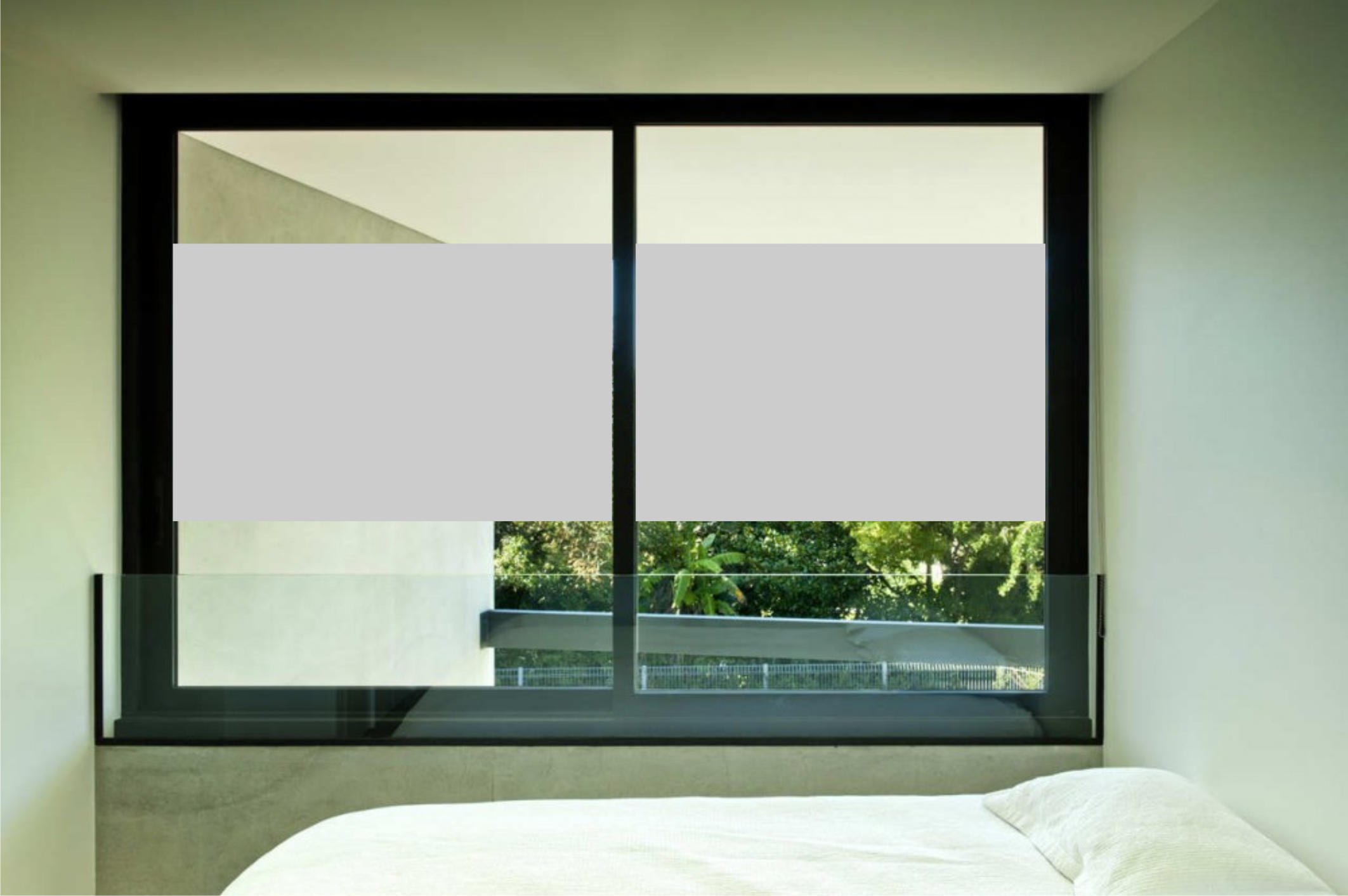 INDIGOS UG - Fensterfolie Blickdicht Streifen - Sichtschutzfolie Fenster - 50 cm Höhe Silber matt - 10m Rolle - Milchglasfolie selbstklebend Fenster Sichtschutz - Bad, Küche, Klebefolie