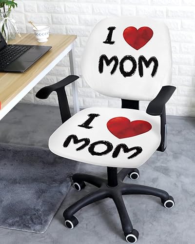 Miniatura 3 de Computer Office Chair Cover Happy Mother's Day Heart Split Protective Stretchable Rotating Desk Chair Seat Covers I Love Mom Removable Washable