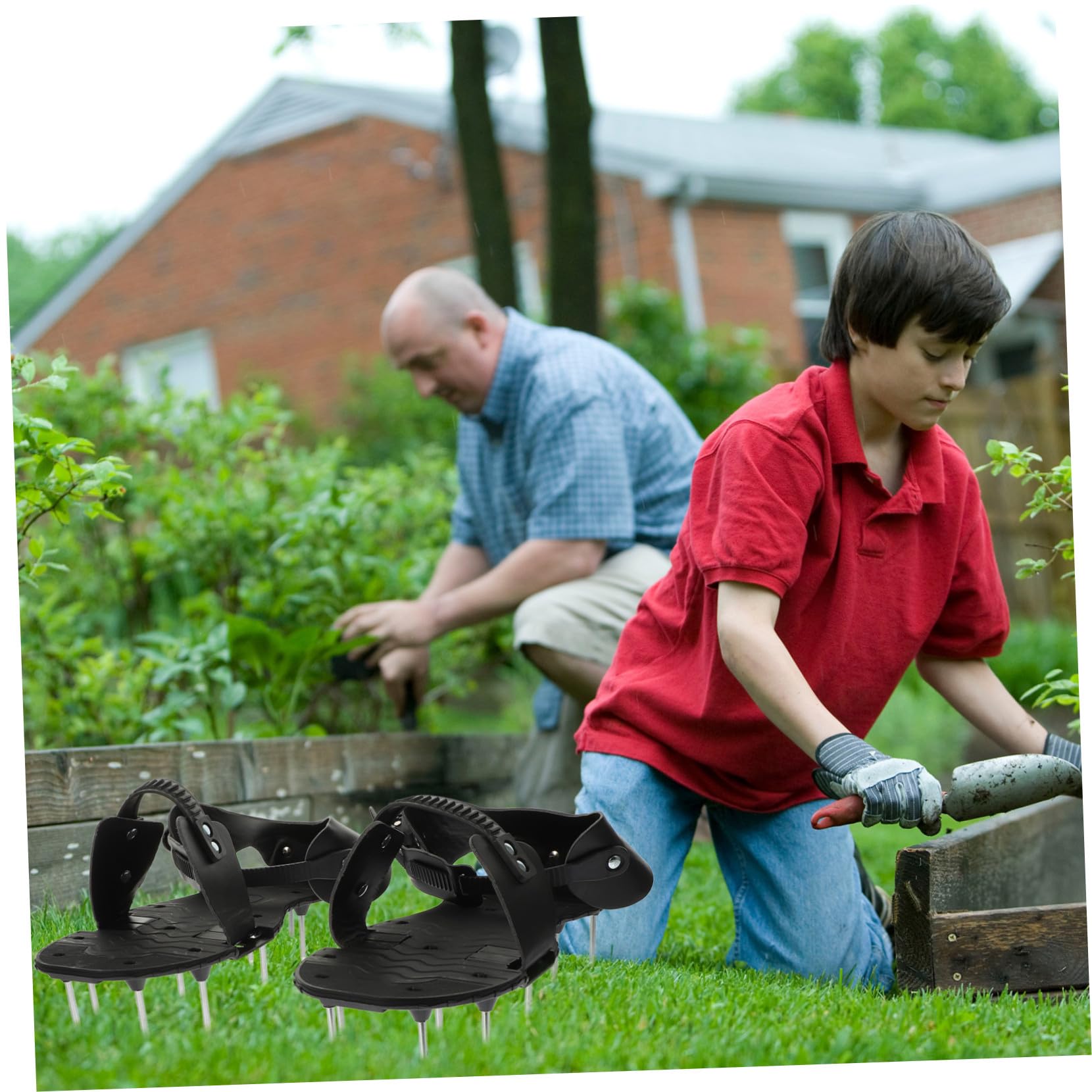 Zapatos Aireadores de Césped Calzado para Jardín Mejora la Salud del Césped Púas de PU Resistentes Negro para Jardinería para Uso en Patio y Jardín