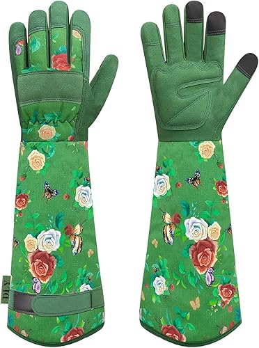 Guantes de jardinería para mujer, guantes de rosas para jardinería, a prueba de espinas, guantes largos de jardín para mujer, guantes de cuero