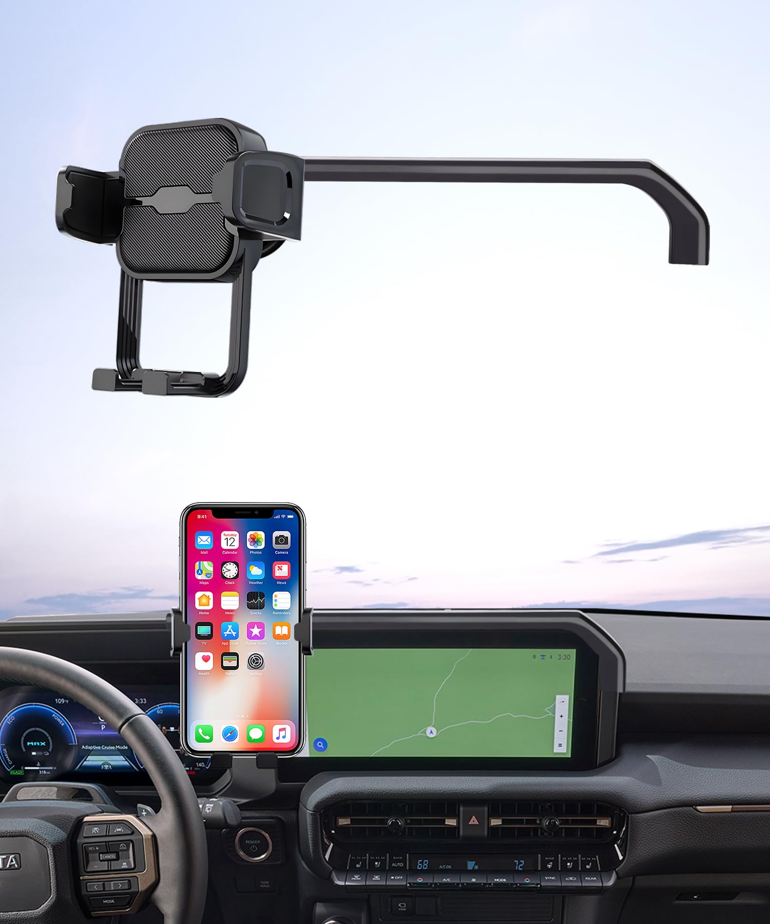Car Phone Holder for 2024 2025 Toyota Land Cruiser/Prado, 360° Rotation, 8/12.3 inch Screen Fixed Clip, Auto Accessories Navigation Bracket, Interior Decoration Mobile Phone Mount