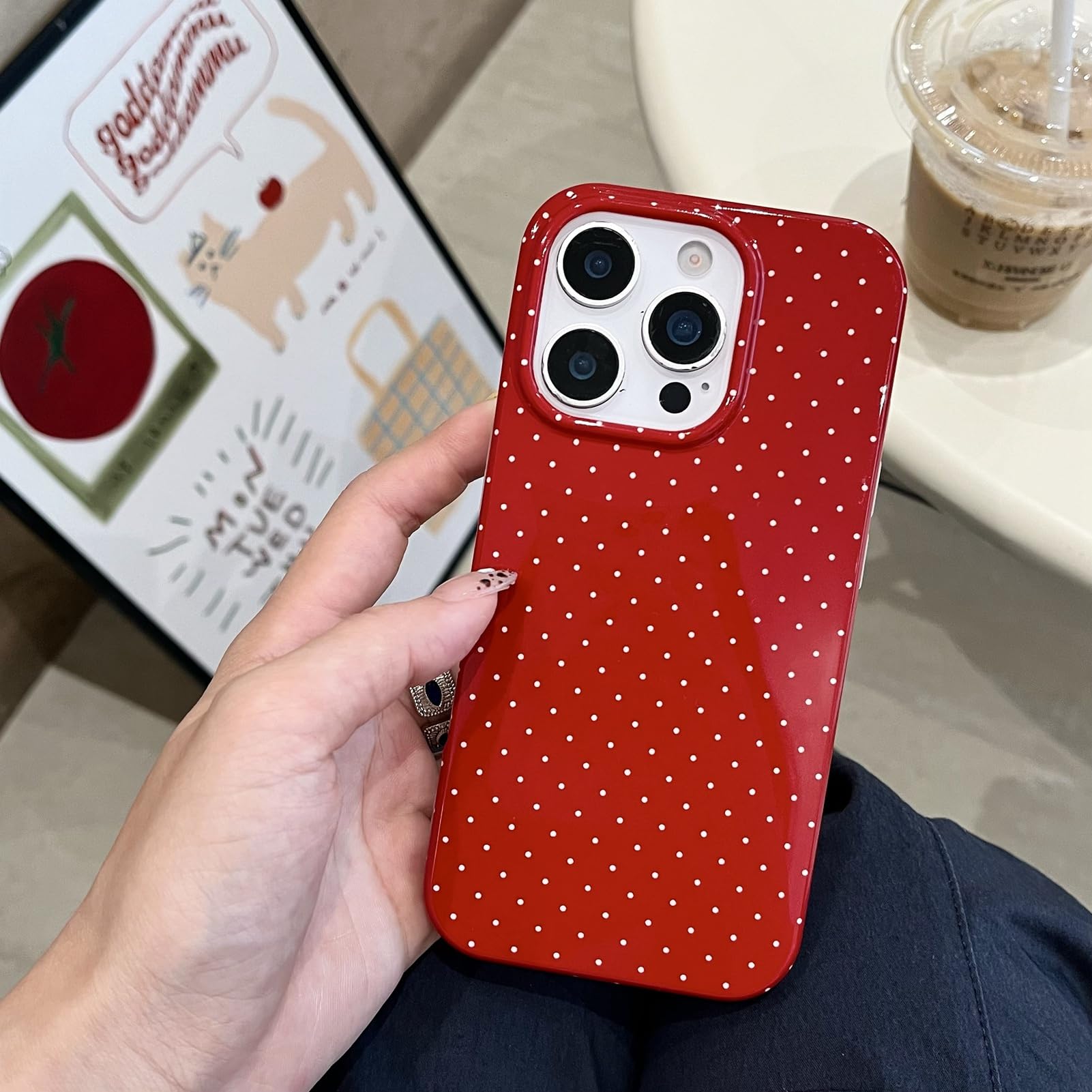 Amazon.com: Reezaddin Vintage Red Polka Dot Phone Case for iPhone