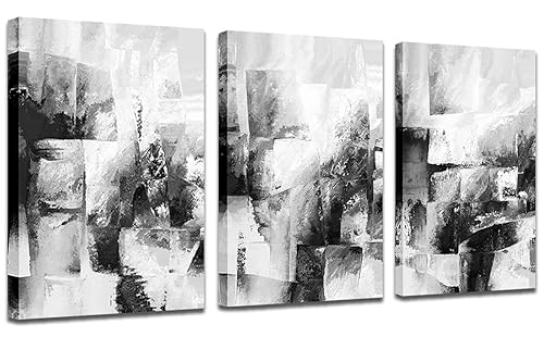 RUIFENGL Black Abstract Color Block Canvas Prints Wall Art for