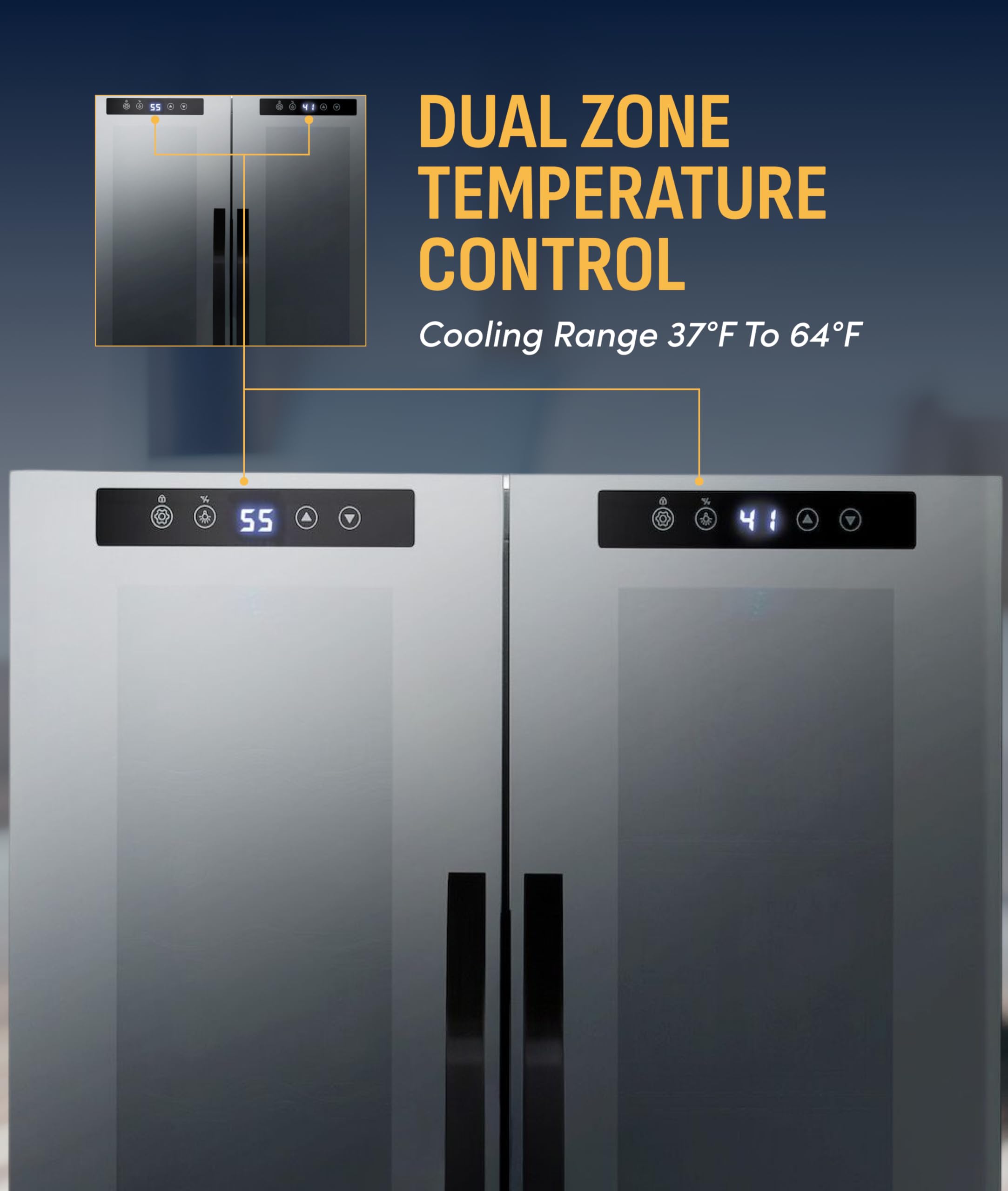NewAir 20" Dual Zone Beverage Refrigerator & Wine Cooler For 12 Bottles & 39 Cans | Freestanding Or Built-In Under Counter Mini Fridge For Beer, Wine And Soda | Black on Fridge.com - View 5