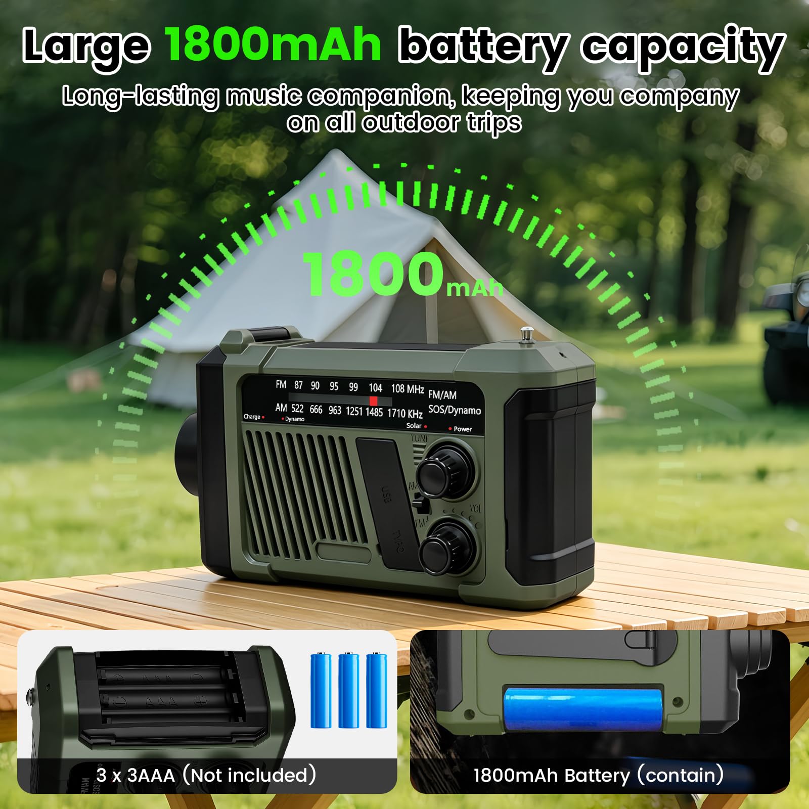 NOAA AM FM Radio météo d'urgence portable à manivelle, fonctionne à l'énergie solaire/à piles, lampe de poche pour intérieur et extérieur