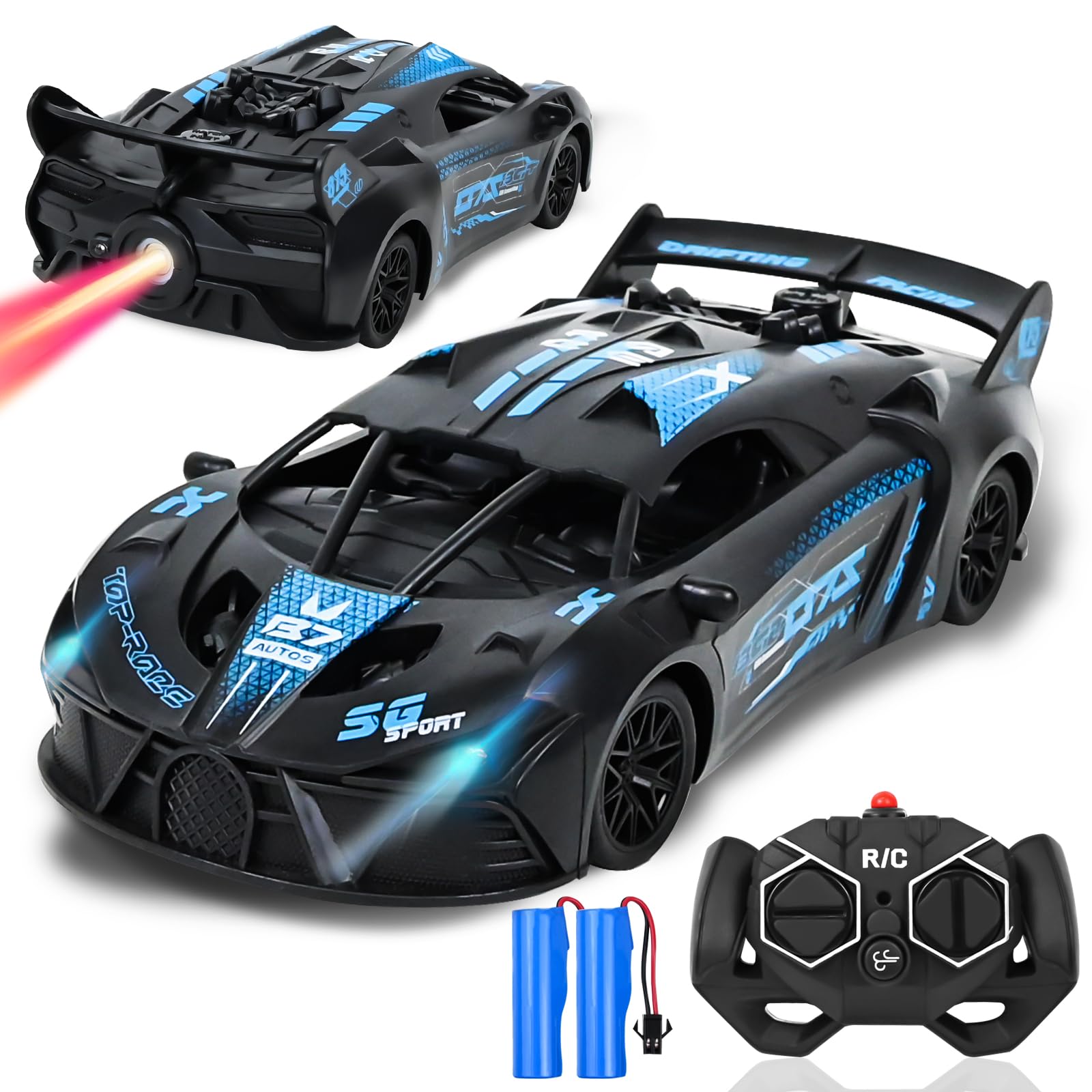 Auto Telecomandata Per Bambini PLLYPE - Con Spray Acqua E Luci LED, 1:18