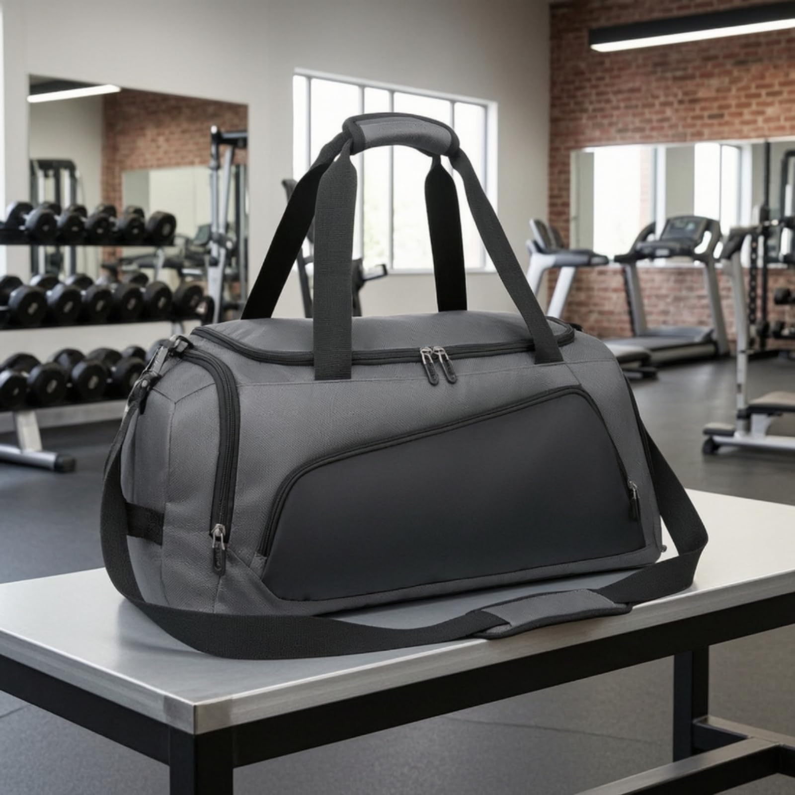 Borsone con Scomparto Scarpe Multiscomparto Borsone da Palestra Resistente all'Acqua Borsa da per Piscina, Style to 3, Grigio, Grigio-Verde