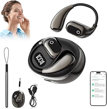 AI Translation Earbuds Real Time, 3-in-1 Translator Earbuds 144 Languages & Accen, Openair 5 OWS Translation Wireless Bluetooth Earphones, Open Air Translator Earphones fit iOS & Android Black