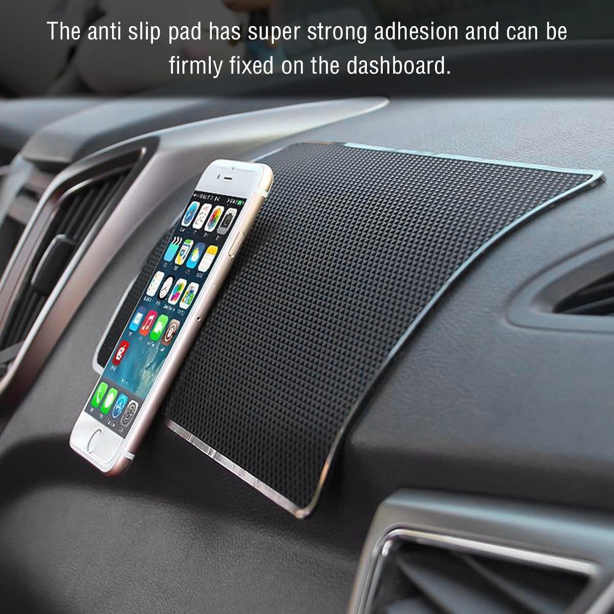 Car Anti-Slip Dashboard Rubber Mat, 10.6" x 5.9" Sticky Adhesive Auto Dashboard Pad for Cell Phone Sunglasses, Multifunctional Magic Dash Pad, Universal for RV, SUV, Truck (Chequered Pattern)