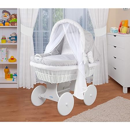Waldin Landau Berceau Bebe Complet 44 Modeles Disponibles Cadre Roues Blanc Laque Couleur Du Tissu Gris Points Gris Amazon Fr Bebe Et Puericulture
