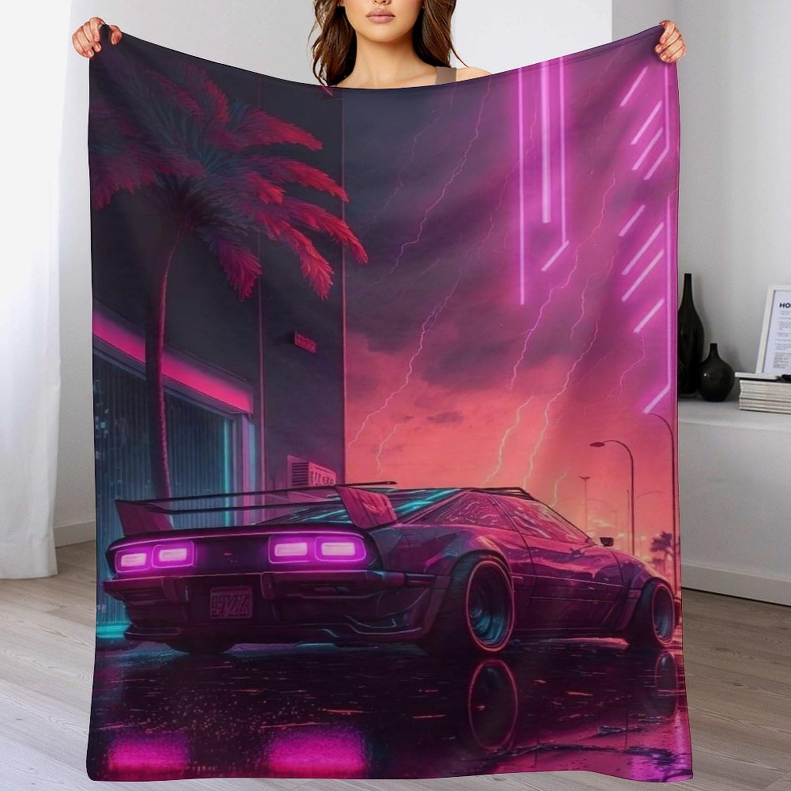 Couverture Polaire Voiture de Sport 100x130 cm Plaid Doux pour Lit
