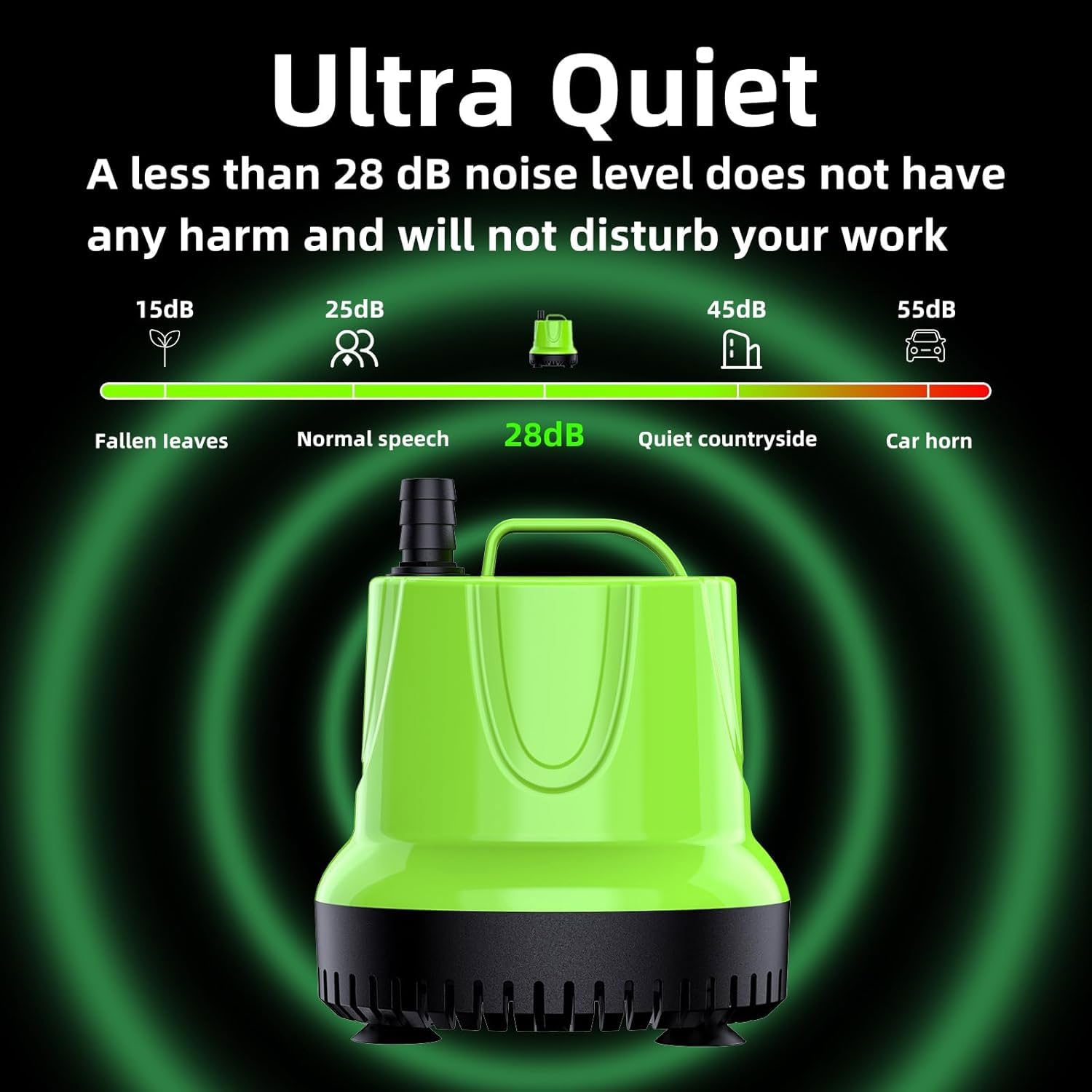 KINGYEENUO Fountain Pump, 660GPH (40W 2500L/H) Submersible Water Pump, Durable Outdoor Fountain Water Pump with 2 Nozzles for Aquarium, Pond, Fish Tank, Water Pump Hydroponics, Backyard