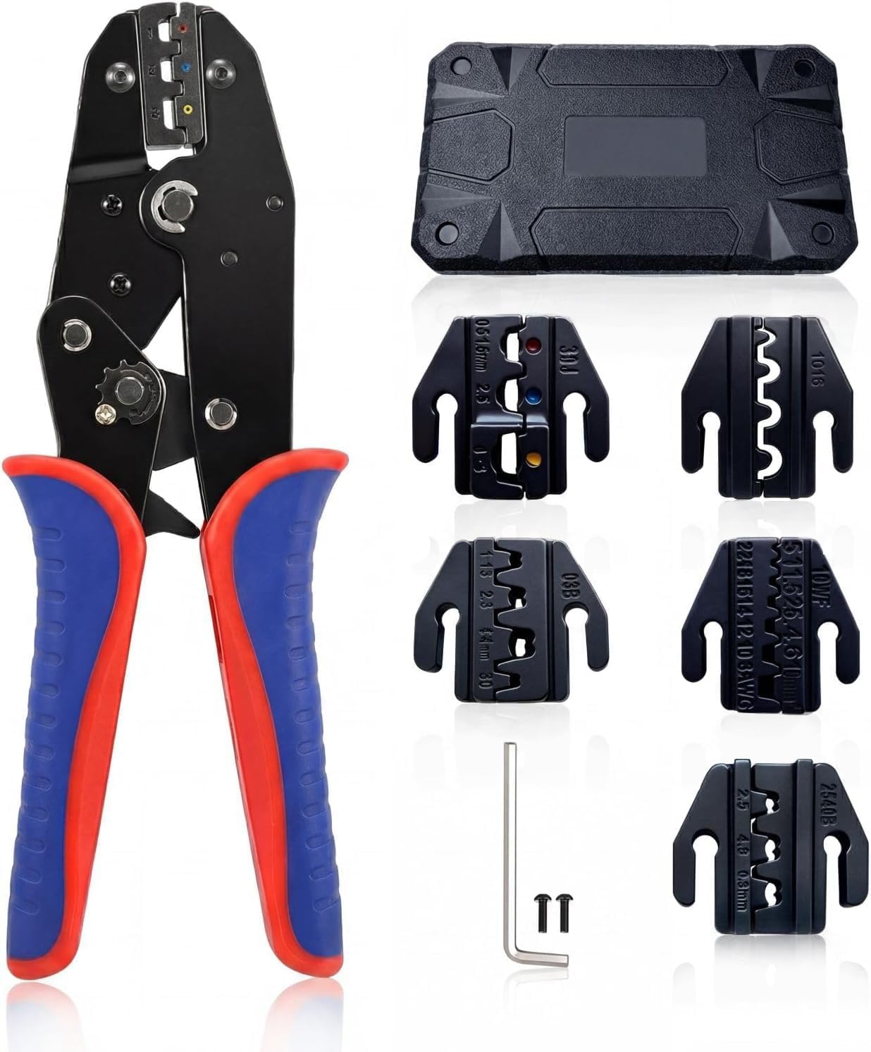 7PCS Ratcheting Wire Crimper Tool Set with 6 Jaws for Solar and Heat Shrink