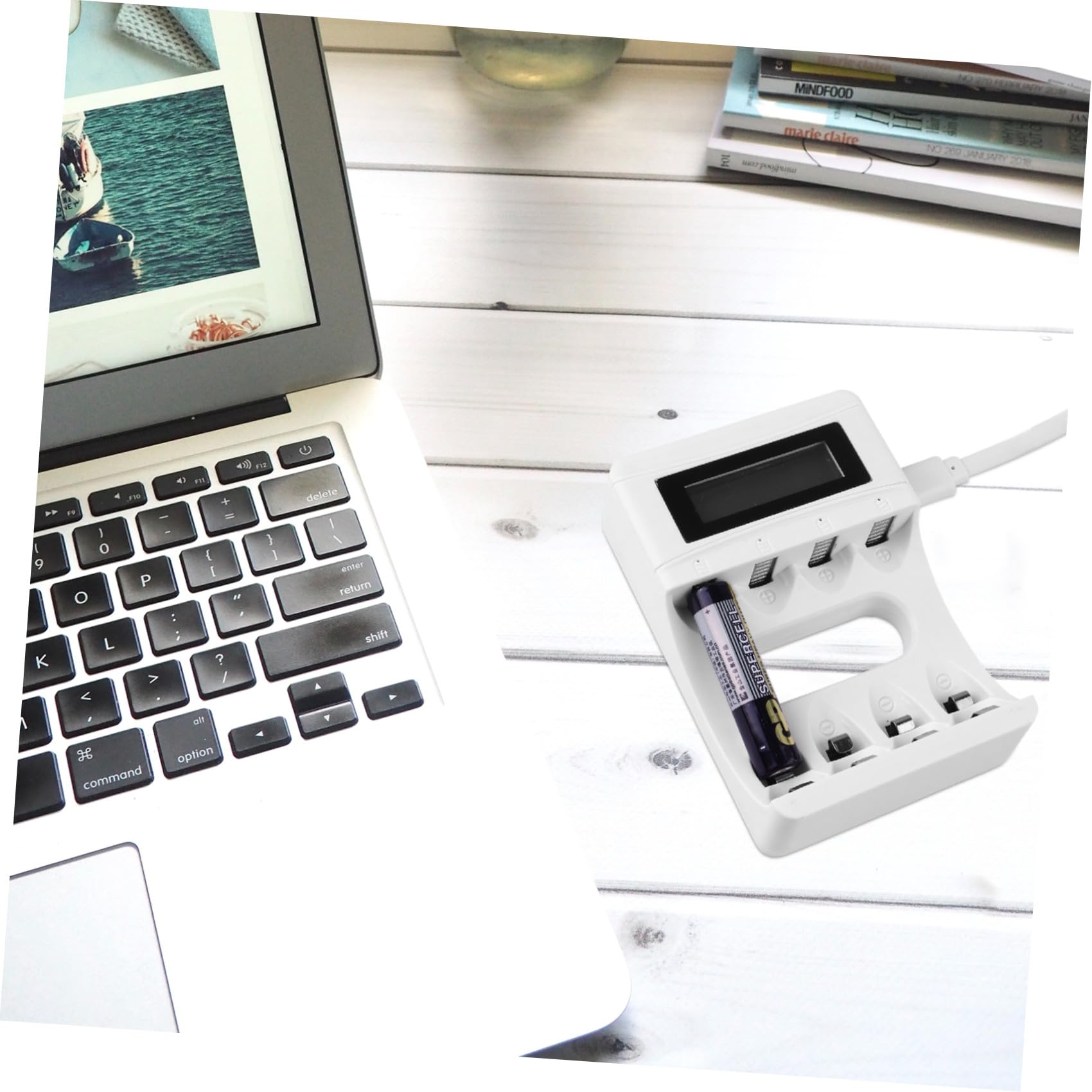 jojofuny 2piezas Cargador De Baterías Recargables LCD De Bays Cargador USB Pantalla Inteligente para Baterías AA AAA Detención Automática y Estado De Carga Individual