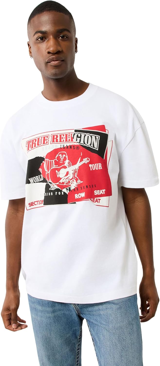 True Religion Men's Short Sleeve Torn SRS Tee - Casual Graphic T-Shirt - Image 2