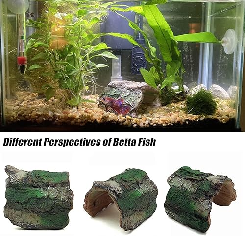 Miniatura 2 de Tfwadmx 2 Pack Small Betta Log Resin Hollow Tree Trunk Ornament, Aquarium Hideout Reptile Cave Tarantula Hide Terrarium Tank Decor for Fish Shrimp