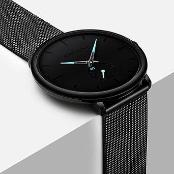 Herenhorloges, ultradun, zwart, minimalistisch, kwarts, met