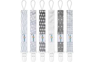 Babygoal Pacifier Clips-6 Pack,Neutral Binky Paci Holder and Leash for Boys and...