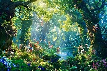 Amazon.co.jp: 神秘と調和森の妖精No.3開運•風水•絵画風