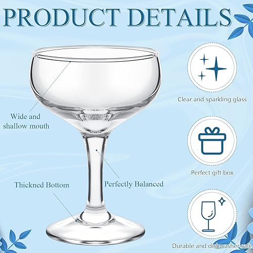 Miniatura 7 de Weewooday Copas Coupé de 4.6 onzas, copas de champán a granel, juego de copas de cóctel a granel, vasos de Martini, vasos de margarita, vasos de
