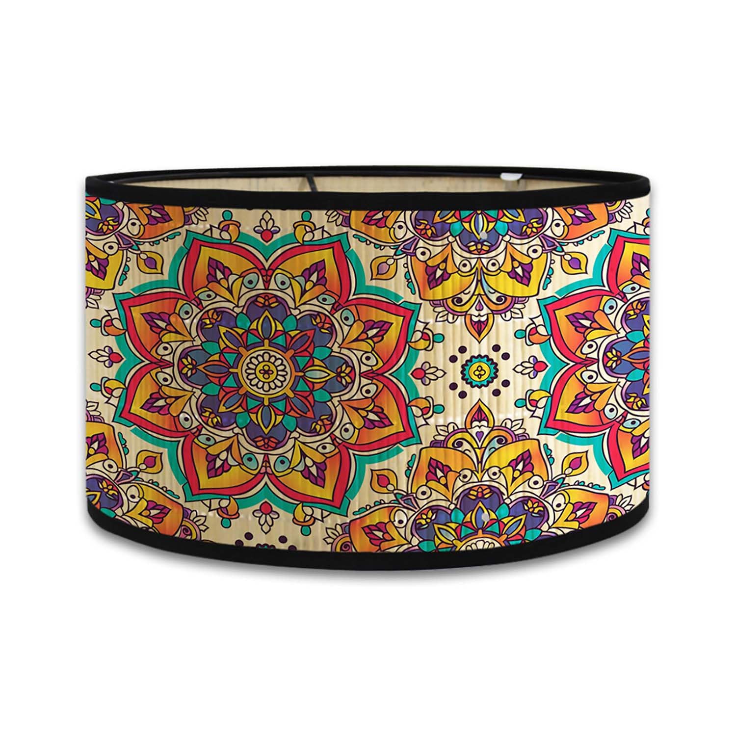 Retro Bamboo lampshade, Round Drum Shaped lampshade for Tables or Chandeliers, Suitable for Simple Ceiling Chandeliers (Style 26)