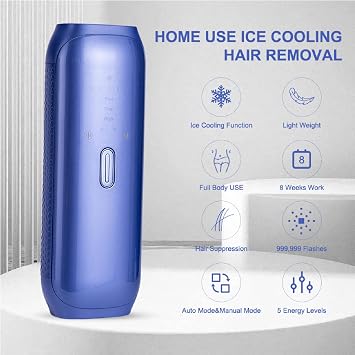IPL Laser Hair Removal Double Light Tube Sapphire ice Cooling, 21J High Energy Painless Hair Remover for Women Men, 5 Levels & Auto/Manual Modes for Bikini Line Armpits Legs Full Body