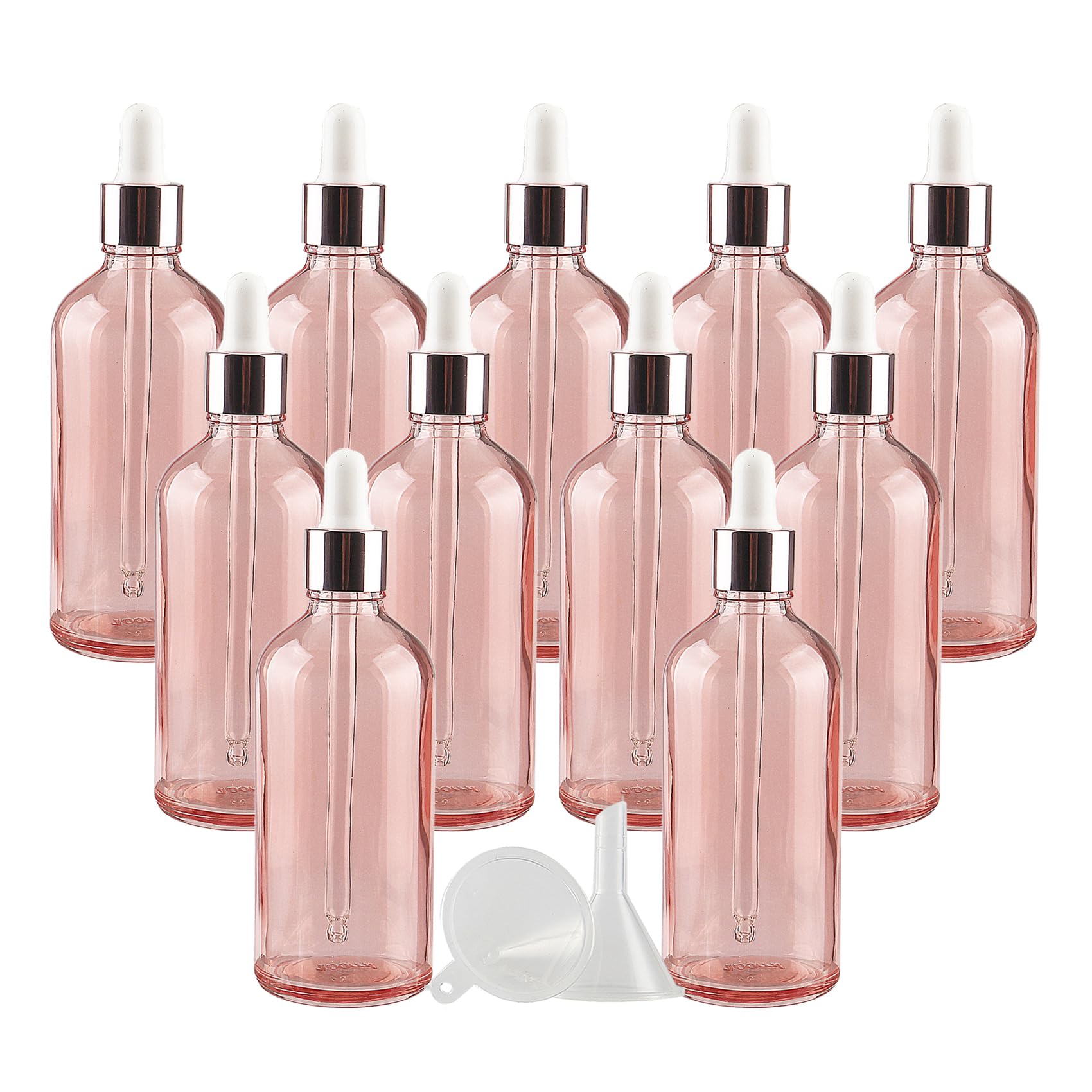 24 Stück 100ml Pink glas Pipettenflasche, Leere Glasflasche mit Pipette, Stichprobe Glaspipette Tropfflasche für Aromatherapie ätherische Öle