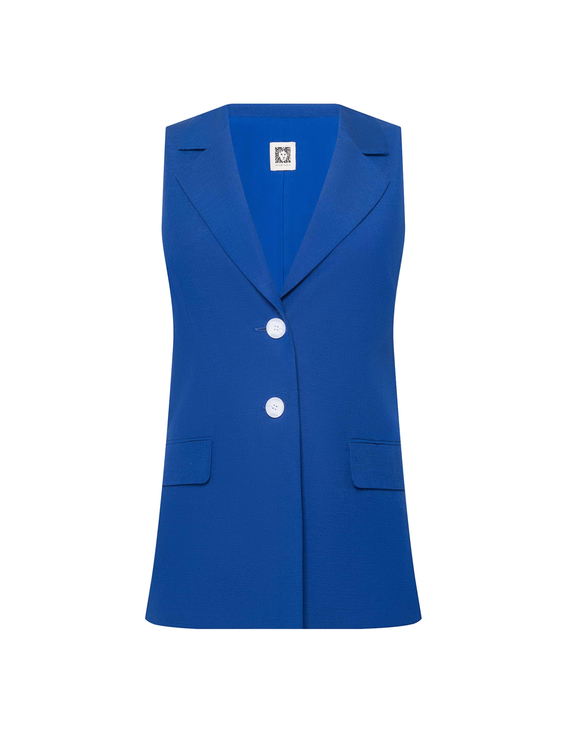 Anne Klein womens Linen 2 Button Notch Collar Vest