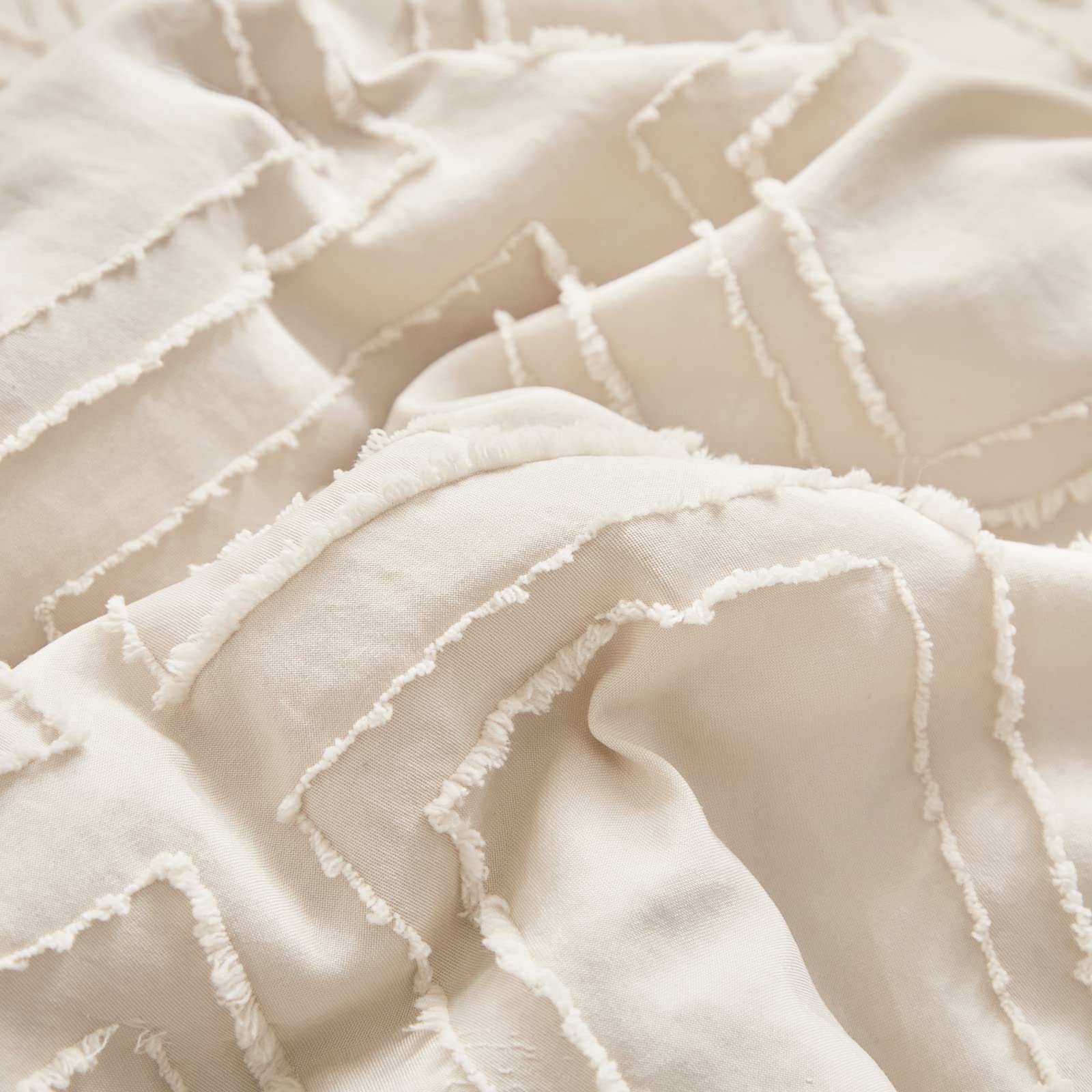 Juego de Ropa de Cama de Cuna con Volantes copetudos, 3 Piezas, edredón Bohemio Acolchado con sábana Bajera y Falda de Cama, Lindo diseño de Manta Suave con Volantes, Color Blanco Crema