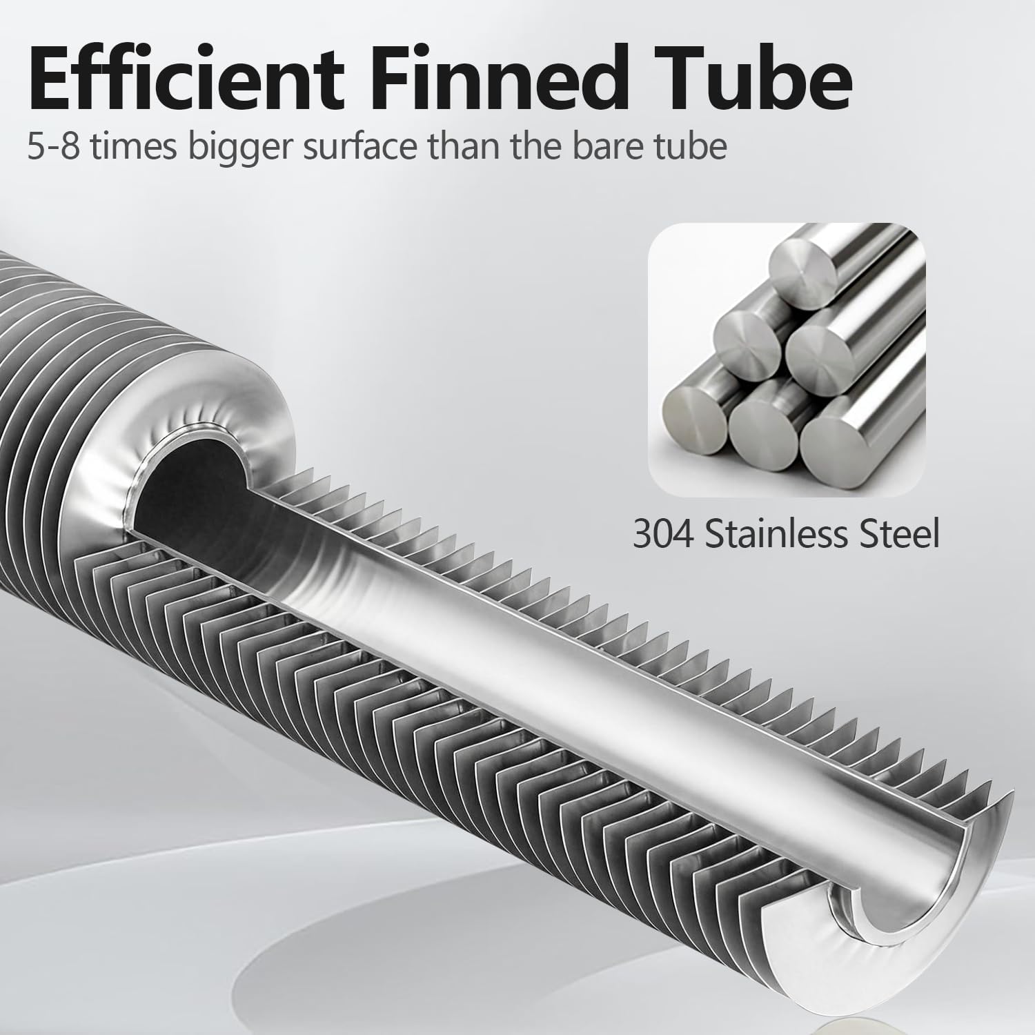 AB 33'' Side Arm Heat Exchanger Single Wall Fin Heat Exchanger Fin-Enhanced Stainless Steel 304 1"FNPT Water Heater and 3/4" FNPT Cold Water 18,500 Btu/hr