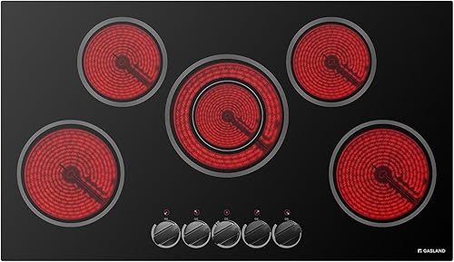 GASLAND Placa de cocina eléctrica de 36 pulgadas, 8200 W con 5 quemadores, estufa eléctrica de cerámica de 220 a 240 V, 7 niveles de potencia,
