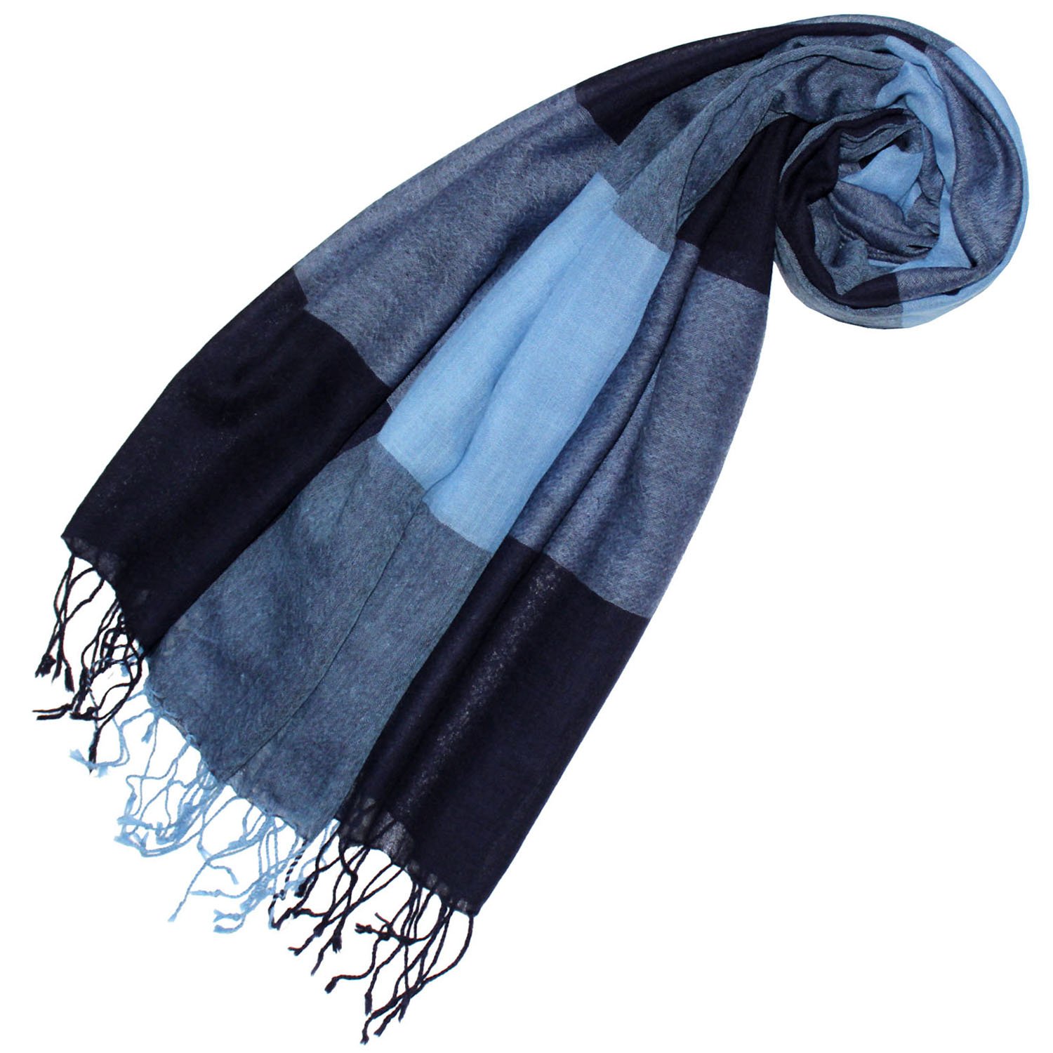 Lorenzo Cana Damski szal Pashmina szal 50% kaszmir 50% wełna etola chusta chusta do koperty Uni szal damski szalik damski niebieski odcienie 78468, Jasnoniebieski, granatowy, 70 x 200 cm