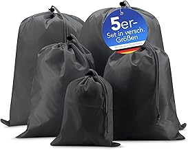 EAZY CASE Koffer Packbeutel Set 5-teilig, Reisebeutel in verschiedenen Größen, Koffer Organizer auch für Rücksäcke und Taschen, Wäschesack, Stausack mit Kordelzug, Grau