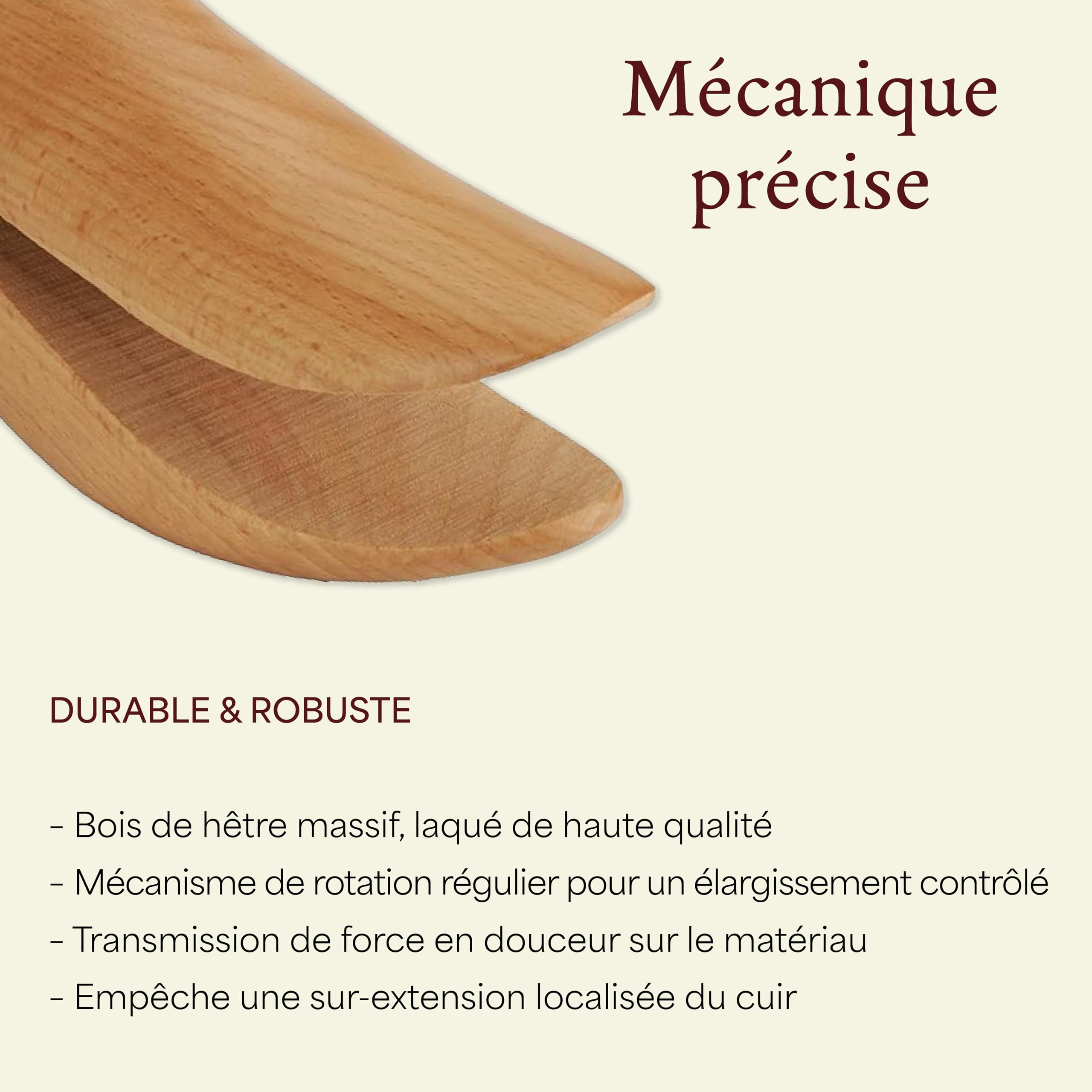 Langer & Messmer élargisseur de chaussures et de bottes pour la boîte à orteils pour hommes contre les chaussures qui serrent fabriqué en bois de hêtre y compris spray d'élargissement du cuir 50ml