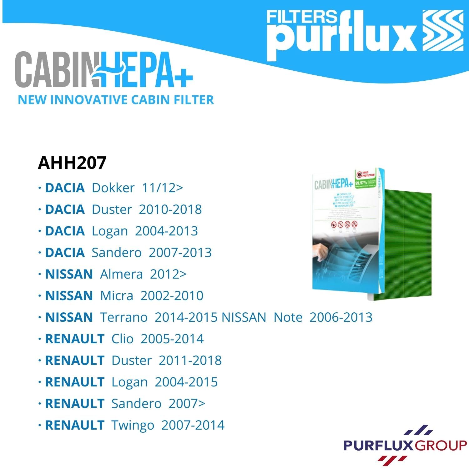 AHH256 PURFLUX Filtre D'habitacle Filtre à Particules HEPA AUTODOC