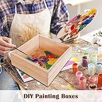Vista 4 de 8 Pack Unfinished Wooden Box, 6 x 6 Inch Square Rustic Small Wooden Box Craft Organizer Container for Storage, Home Decor, Art Collectibles, Desktop
