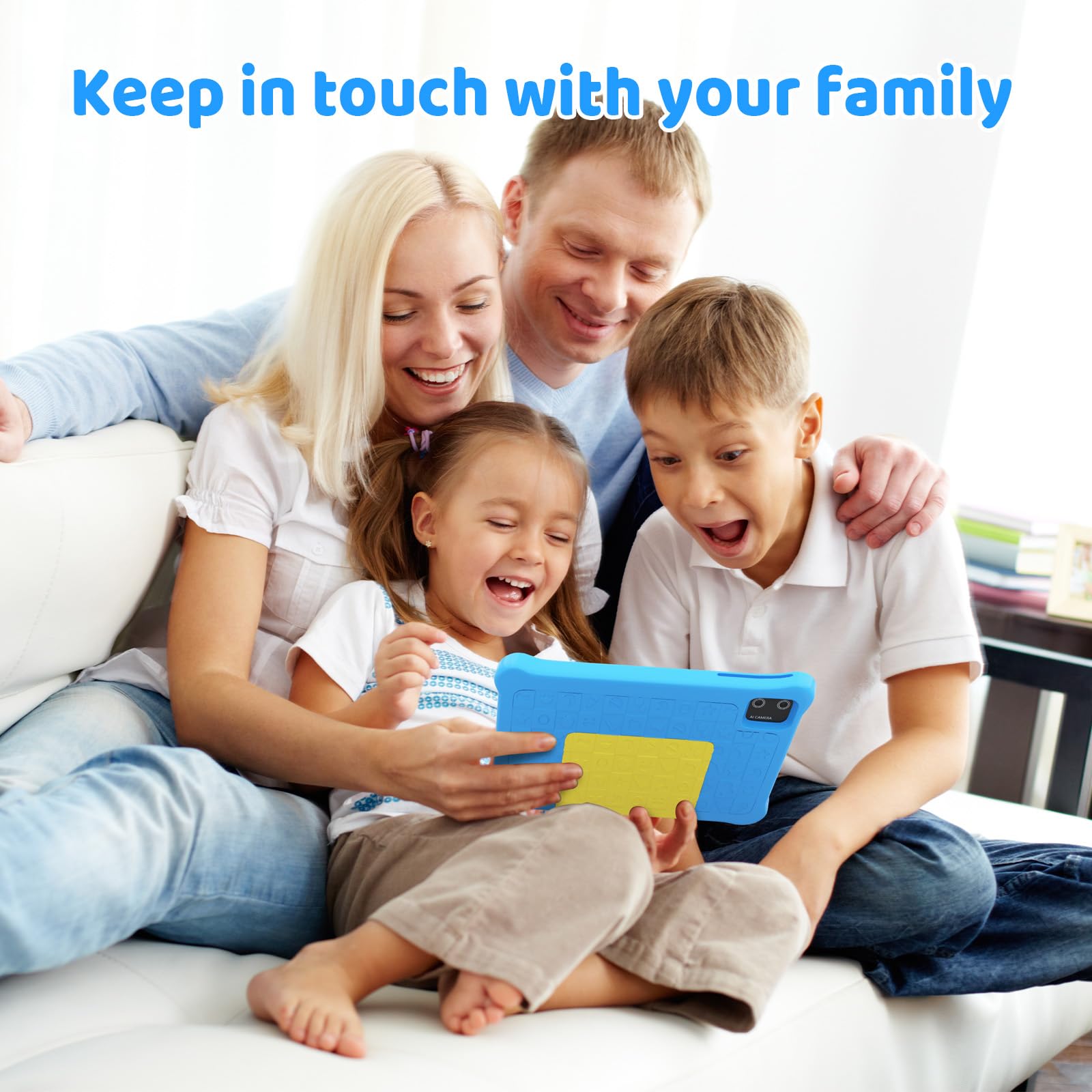 Tablet per bambini 7 pollici Android 12 con Custodia,Wifi,Bluetooth,Modalità di Controllo Parentale,Doppia Fotocamera,Protezione Degli Occhi,Tablet di Apprendimento di Google Services (blue)