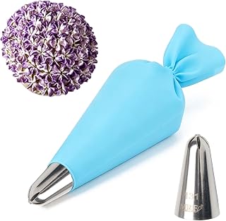 131 Icing Tips Stainless Steel Piping Tips 6 Petal Floral Piping Flower Icing Tip with Reusable Silicone Piping Bag – Cake Decorating Supplies for Cupcakes, Cookies and Baking