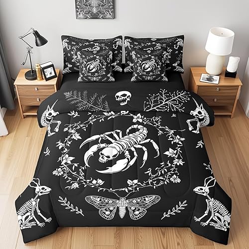 Scorpion Comforter Set 7 Pieces,Gothic Reptile Animals Exotic Style Bed Sets,Boh