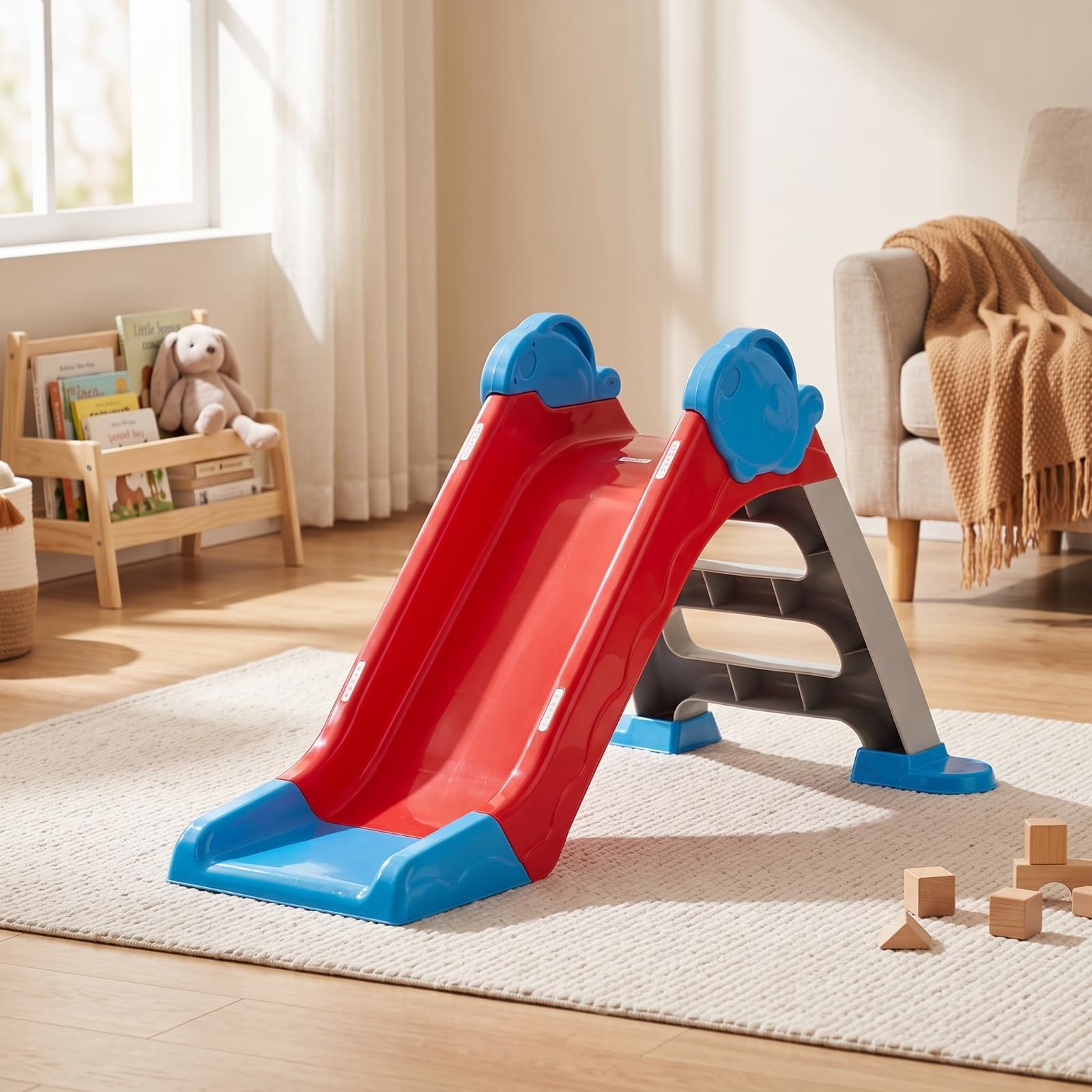 Tobogán Infantil con Rociador Resistente Tobogán Plástico con Escalera Compacto Juguete para Niños, Piscina, Color to 3, Style to 3