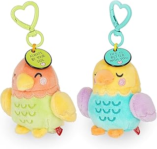 Legami - Lot de 2 porte-clés avec peluche ultra douce ! Tiny, édition limitée pour la Saint-Valentin, cadeau pour couple, pendentif avec message gravé et mousqueton en zinc
