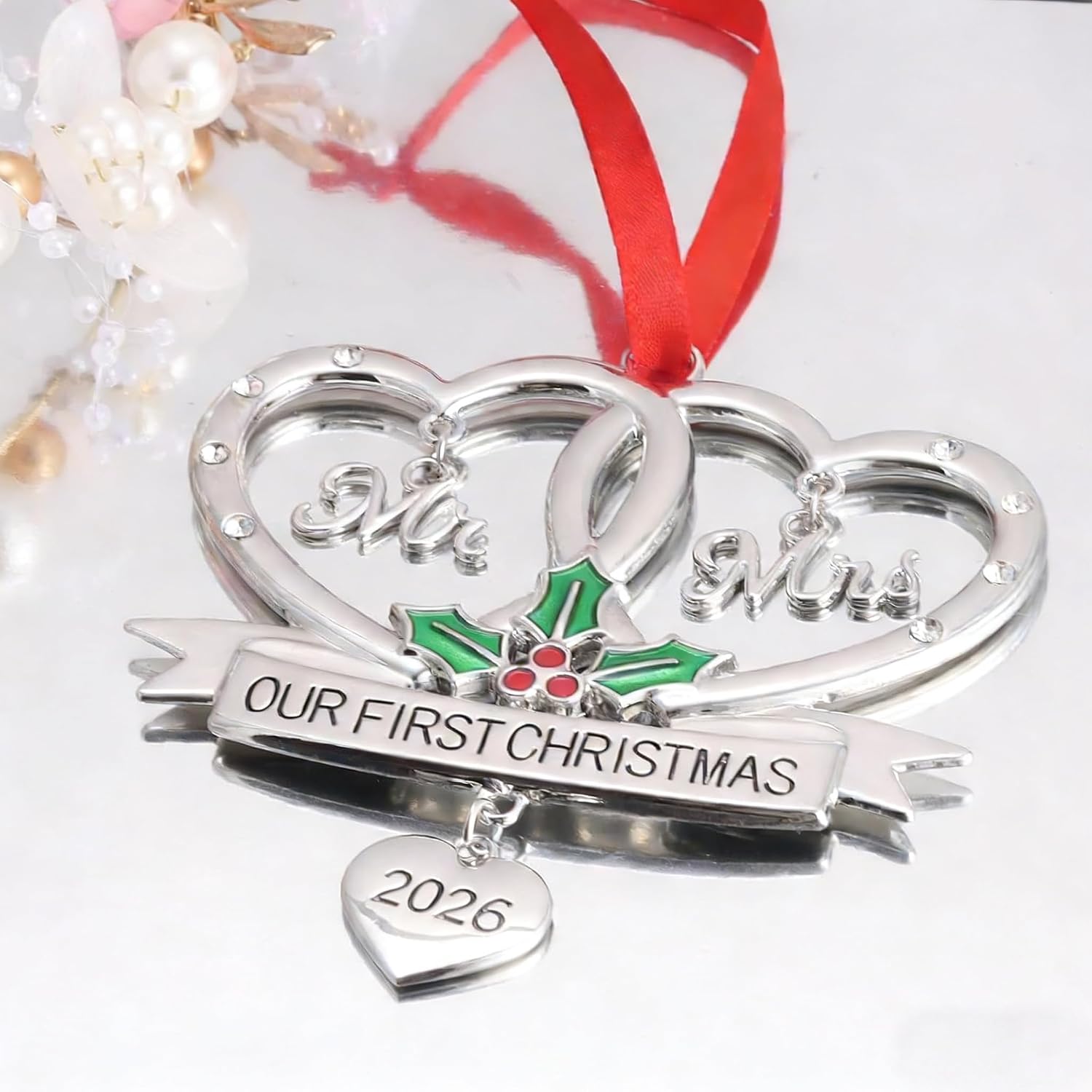 2026 Metal Wedding Gifts for Couples, Our First Christmas As Mr and Mrs Ornament, Married Ornament Mr and Mrs Gifts for Newly Couples House Warming Gift Hanging Ornaments