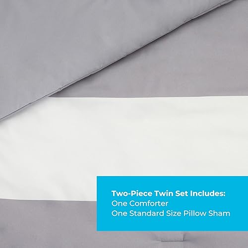 Vista 71 de LINENSPA - Edredón de microfibra hipoalergénico, con relleno sintético, para usar todo el año, tamaño California King, blanco/azul marino Cuadros