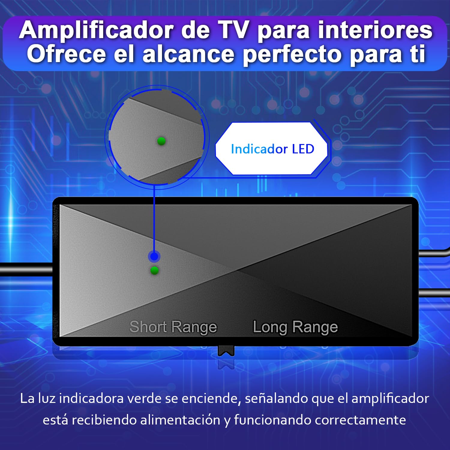 Amplificador de Señal Antena TV Interior 2026, Alta Ganancia Bajo Ruido, Mejora Recepción Digital HD 4K, Elimina Pixelado, Alimentación USB, Compatible con Smart TV y Todas Las Antenas Digitales