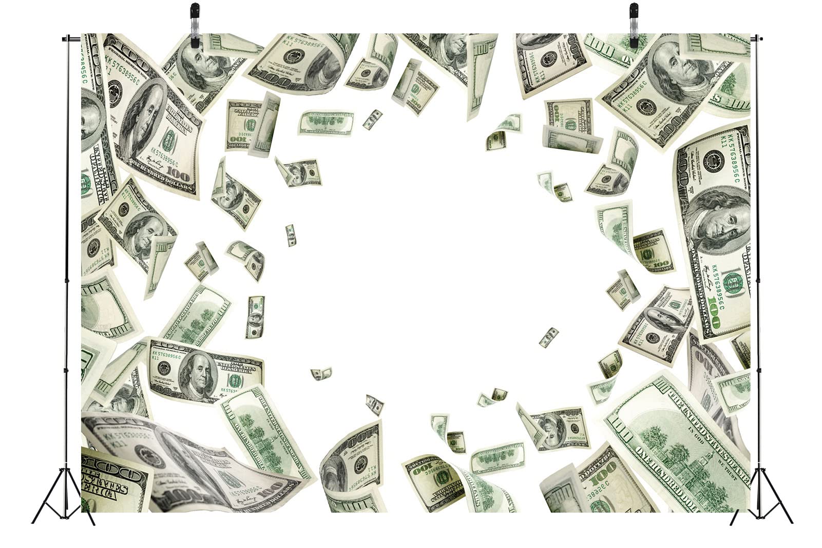 BELECO 3x2m Tessuto Soldi Sfondo | Banconote dollaro USA Benjamin Franklin 100 dollari sfondo.