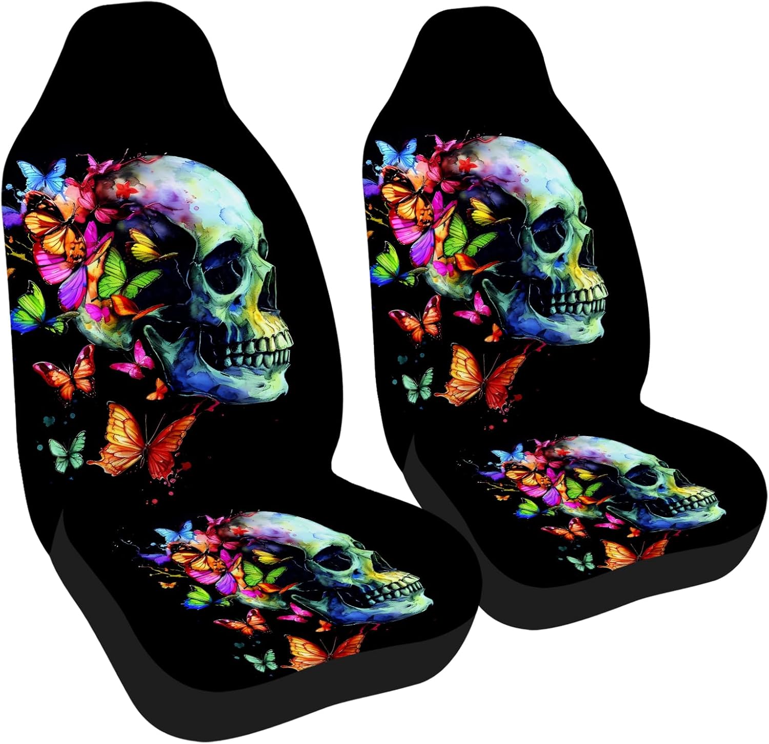 2 PCS Skull Car Seat Cover Universal Seat Covers Set