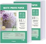4x6 Papier photo mat pour imprimante jet d'encre, face unique 4R Papier mat 52lb, paquet de 200