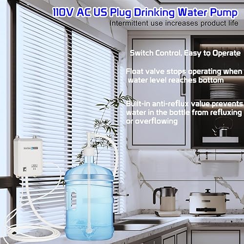 Miniatura 3 de Sistema de bomba dispensador de agua para botella de 5 galones, dispensador de agua potable de una sola entrada silencioso para refrigerador hogar,