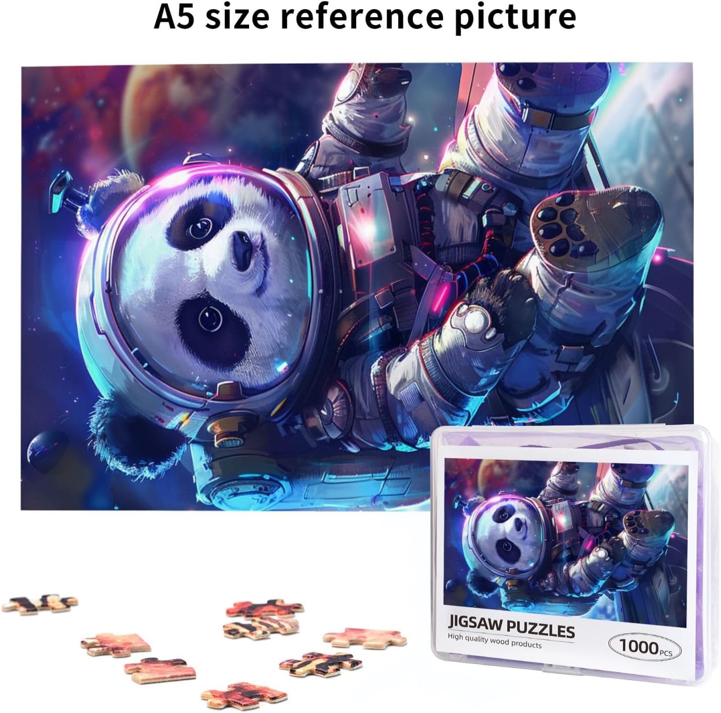 Galaxy Panda Jigsaw Puzzle 1000 Piece for Adults & Kids, Wall Hanging Puzzles Intellectual Decompressing Fun Family Game Large Puzzle Game Toys Gifts