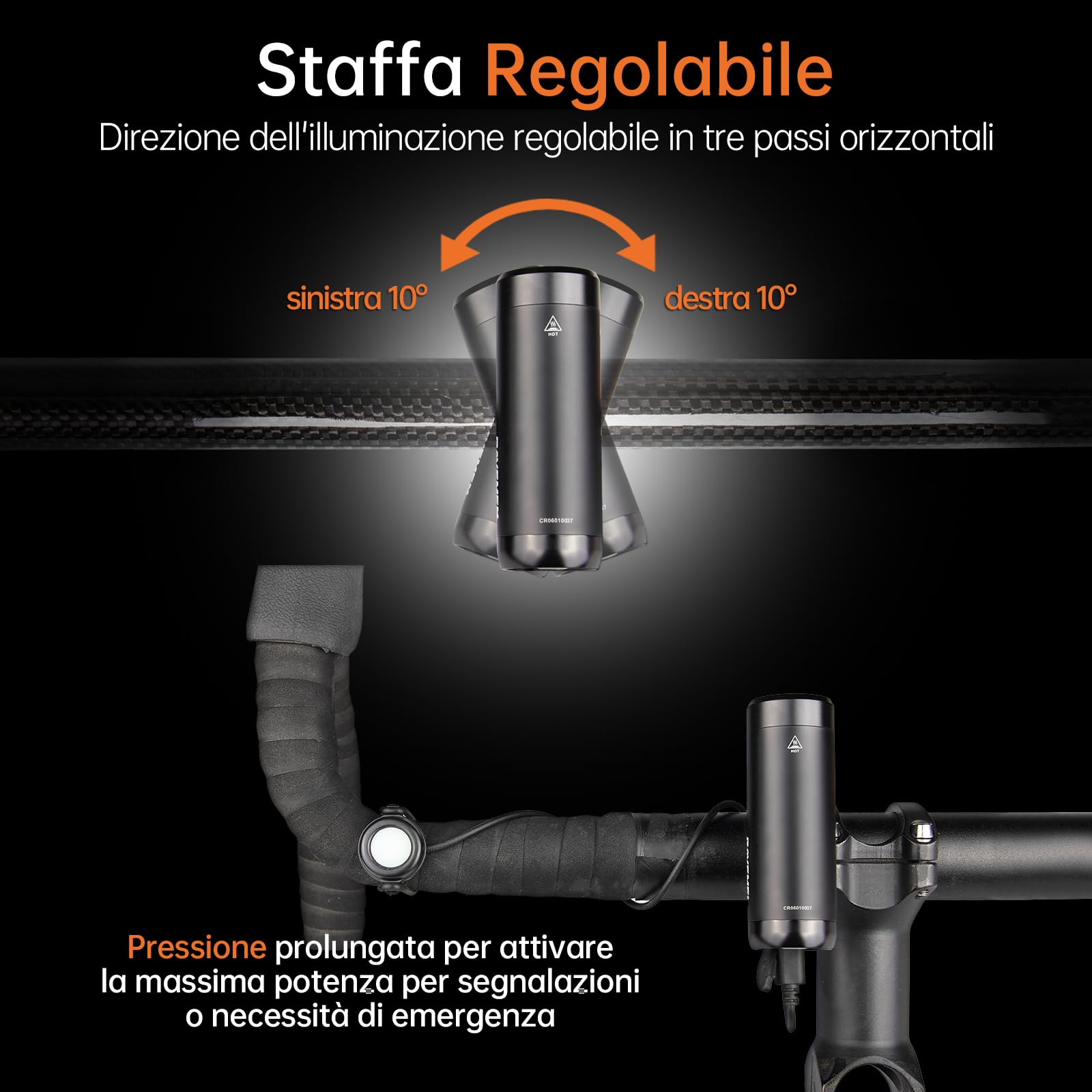RAVEMEN 600 Lumen Luce Anteriore per Bici, CR600 con interruttore Remoto cablato Fascio antiriflesso 6 livelli di luminosità Portata massima 125 metri, impermeabile IPX6 per ciclisti urbani su strada